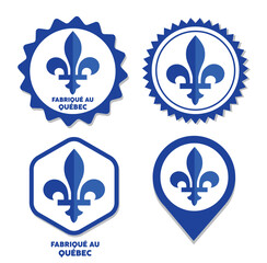 Made in quebec province round emblem symbol label vector set