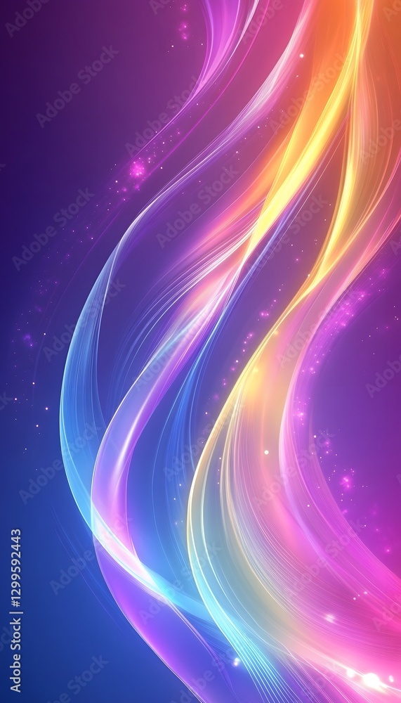 Poster colorful flowing wavy lines create an abstract and artistic design