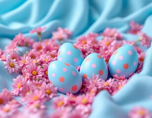 Fototapeta premium easter eggs and flowers