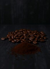 coffee beans on a black background