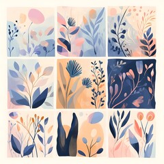 Vibrant Botanical Patterns in Pastel Tones