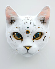 Cybernetic cat face, futuristic cybernetic cat face, sci-fi cybernetic cat face