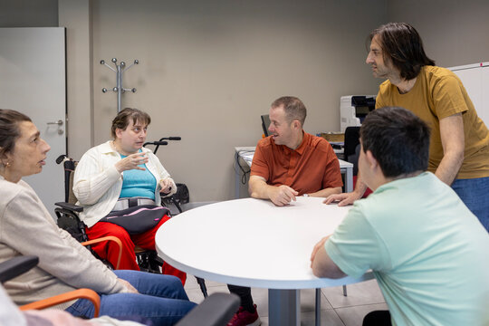 Group Discussion at a Day Center for Individuals with Disabilities