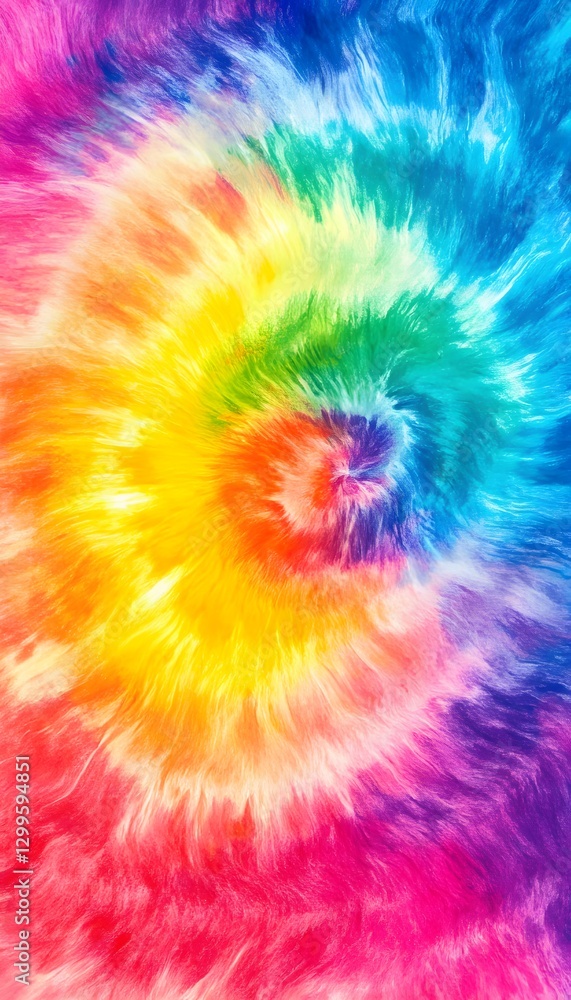 Poster vibrant swirling pattern of multiple rainbow colors is displayed