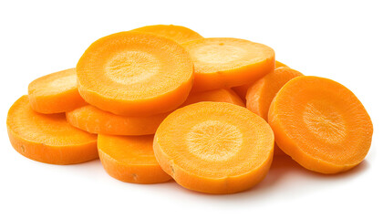 Beautiful orange  carrot slices are isolated on white background with clipping path