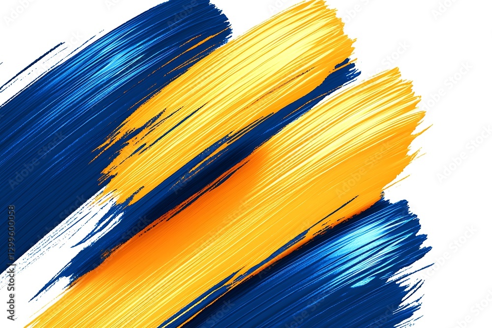 Poster dynamic brush strokes of intense colors overlapping on a white canvas