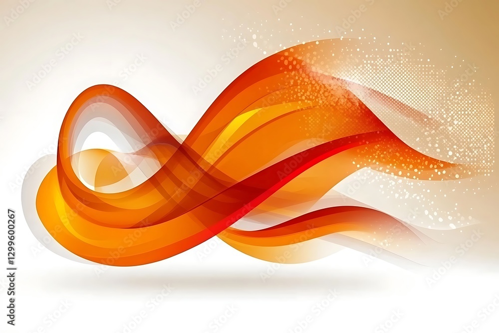 Poster dynamic orange ribbon wave effect with particles abstract background