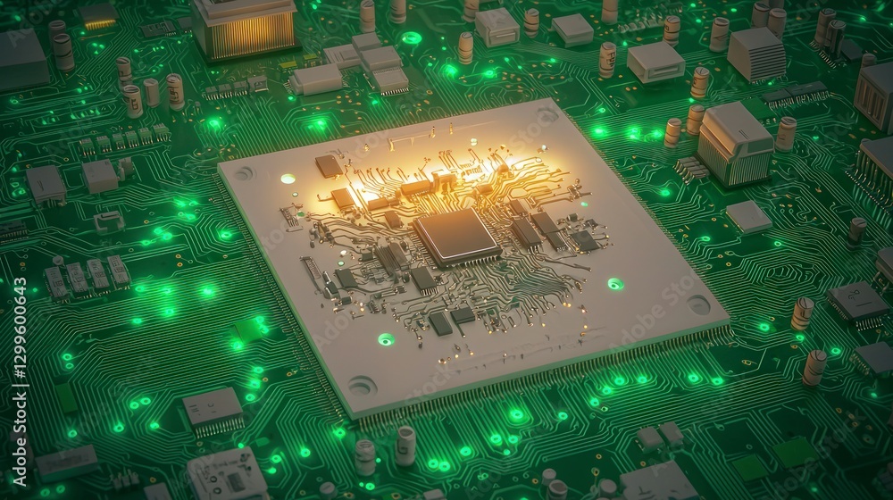 Poster high tech circuit board microchip technology electronics innovation