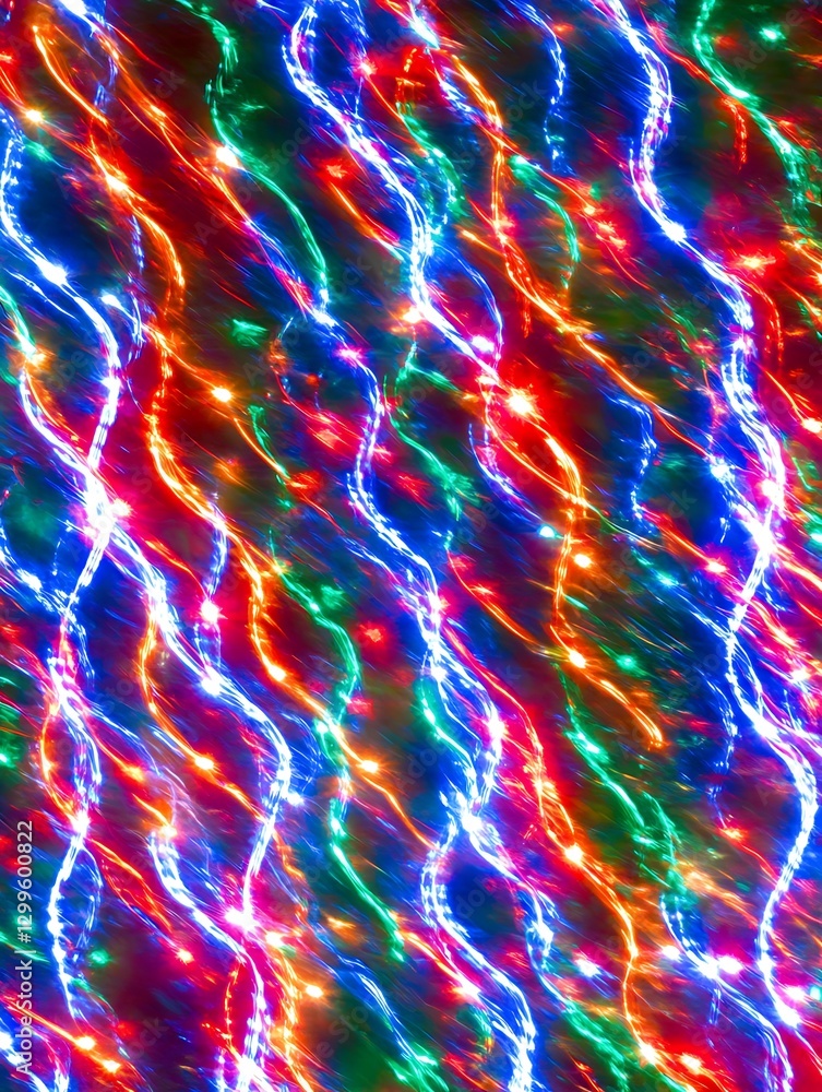 Poster entangled festive lights creating luminous streams and colorful radiance
