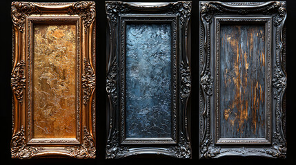 Antique Wooden Frames Collection – Realistic Horizontal Design Render