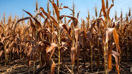 Dried cornfield signaling end of growing season