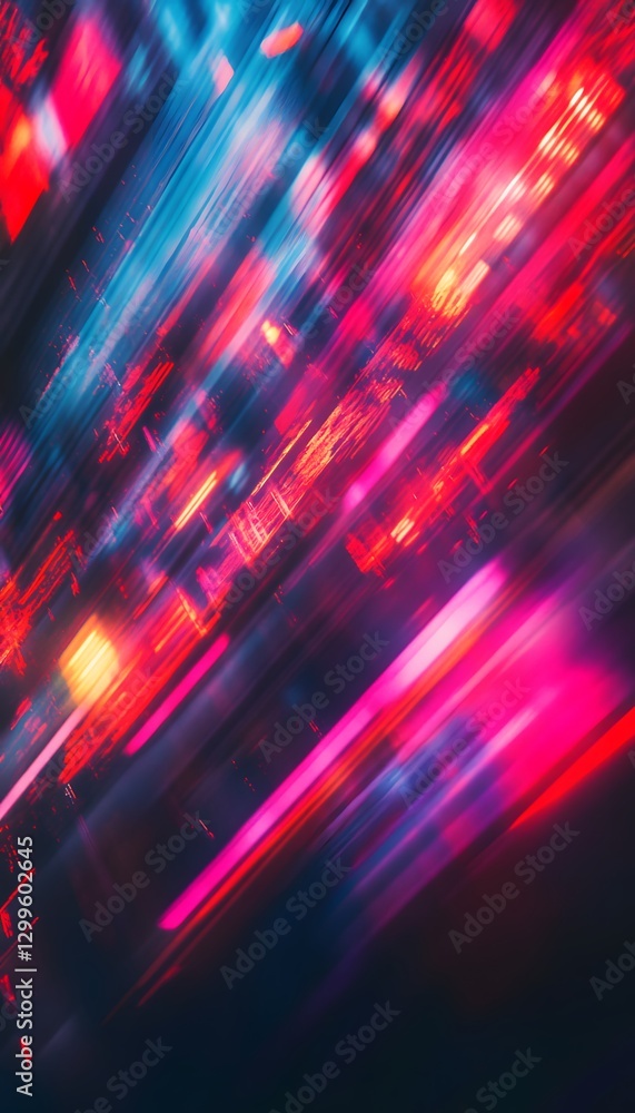 Poster abstract image displaying streaks of bright color and vivid lighting