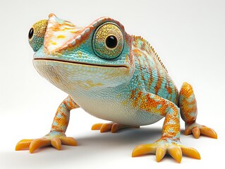 Naklejka premium Colorful lizard portrait studio animal photography neutral background