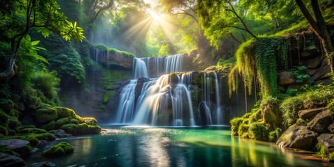 Majestic Waterfall Cascading into Pool - Urban Exploration Photography