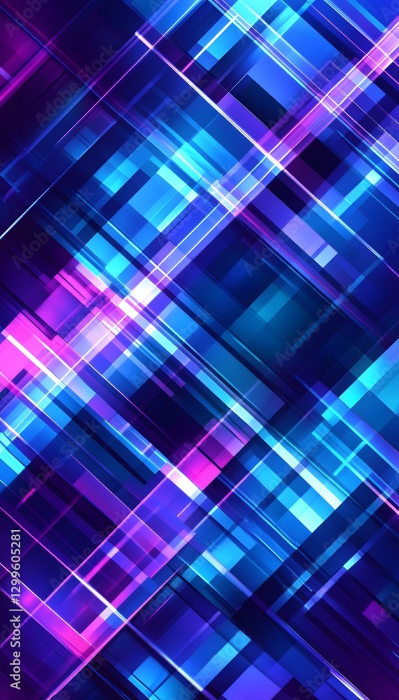 Poster abstract geometric composition featuring intersecting lines and vibrant colors