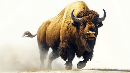 Running bison in motion natural habitat wildlife photography dynamic scene