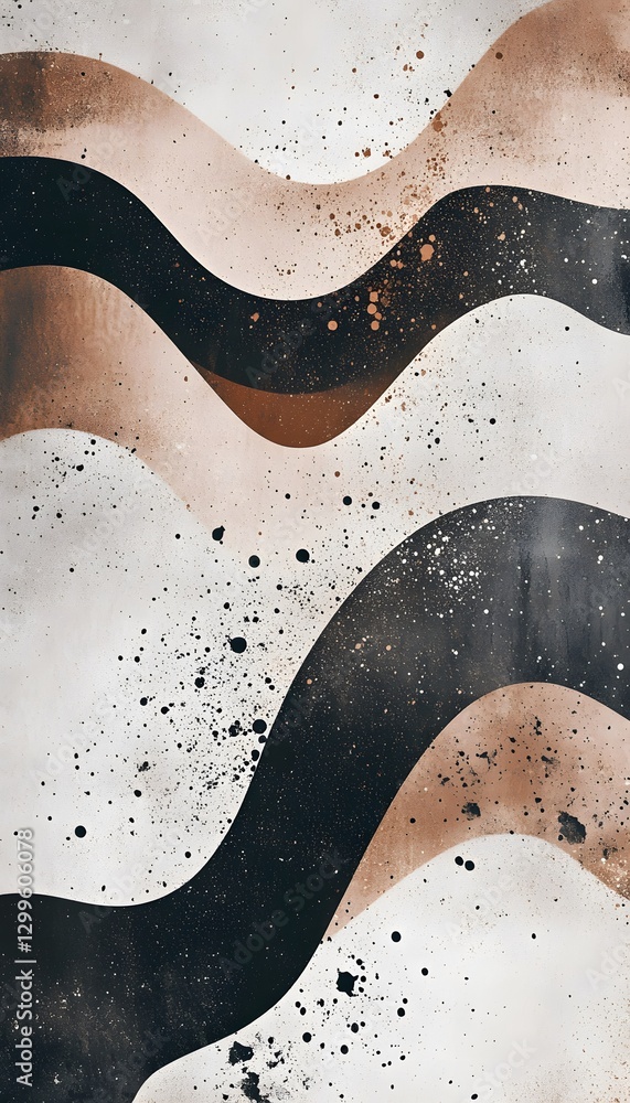 Poster abstract image with curvy lines and various subtle colors with speckles