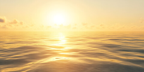 Golden Glow on a Quiet Ocean Horizon at Sunset for Serene Seascape