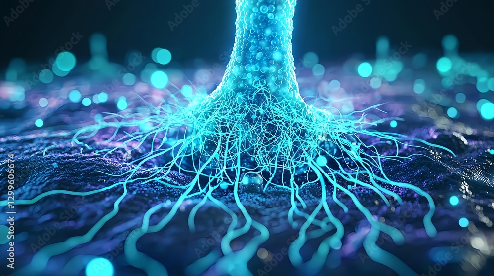 Poster abstract neural network connection: technology, science, and artificial intelligence