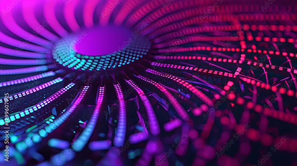 Poster abstract technology background with futuristic neon lights and data flow