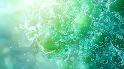 Obraz premium Abstract Virus Cell Background. Medical Illustration in Green Tones