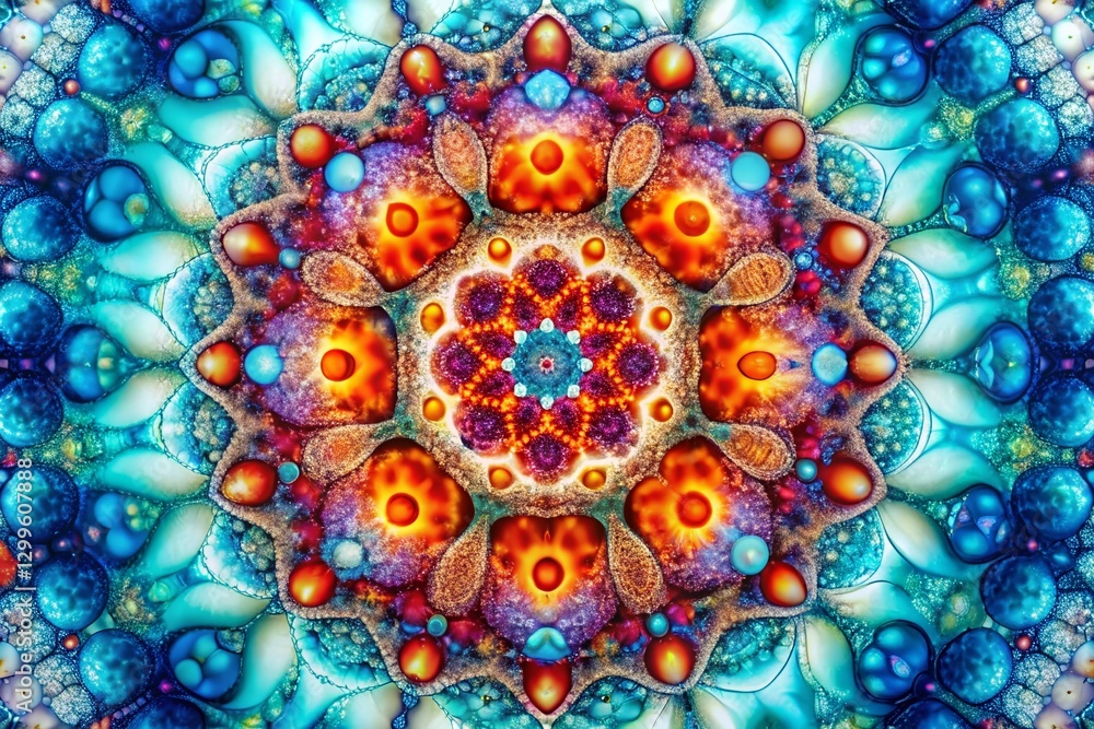 Poster microscopic cellular structures: intricate kaleidoscopic patterns in minimalist photography