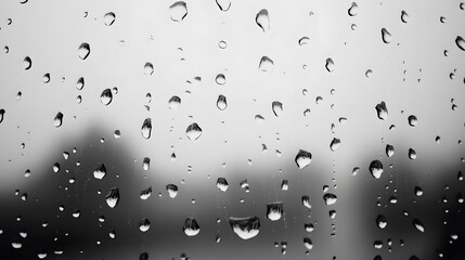 Abstract Black and White Raindrops on Glass Window