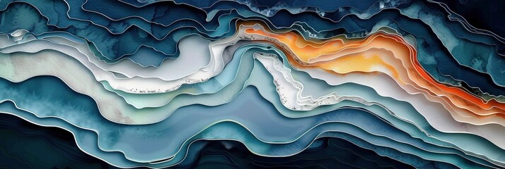 Obraz premium Abstract layers of orange and blue hues, texture, and shape for decoration