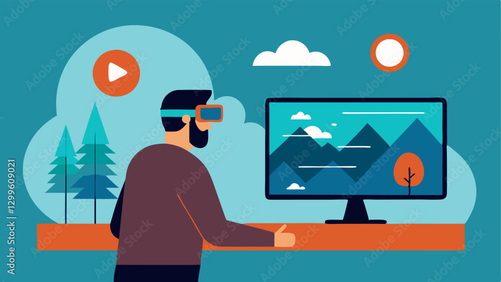 Poster therapy vr setup a designer setting up a virtual reality space designed for therapy displaying image