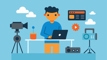 Tech Check A host troubleshooting their audio equipment or adjusting their camera setup with notes and gear tered on the table.