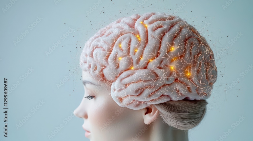 Aufkleber illuminated brain mind intelligence creativity neural network cognition