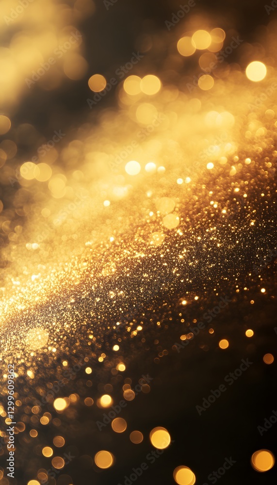 Aufkleber golden sparkly bokeh background with selective focus and blurred areas