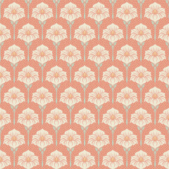 Art Nouveau Dots and Blooms Seamless Vector Repeat Pattern
