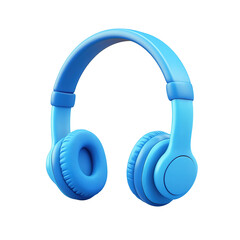 This image displays a single pair of bright blue over-ear headphones Isolated on Transparent Background.