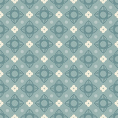 Powder Blue Pastel Geometric Vintage Floral Seamless Vector Repeat Pattern