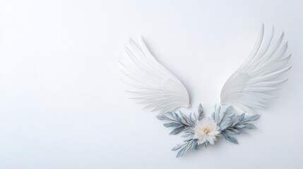 Obraz premium Elegant White Wings Flowers Minimalist Design Soft Light Peace Serenity