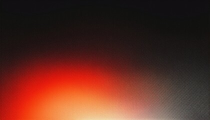 Fototapeta premium Color gradient grainy background, red orange white illuminated spots on black, noise texture effect