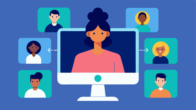 Team Building Activities A facilitator organizing virtual teambuilding activities showing a computer screen with fun interactive games that promote team bonding.