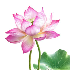 Obraz premium A captivating lotus flower artwork, carefully crafted vector design, smooth transitions of pink and magenta, transparent background, PNG