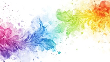 Fototapeta premium Beautiful Watercolor Painting Of Colorful Floral Designs On White Background