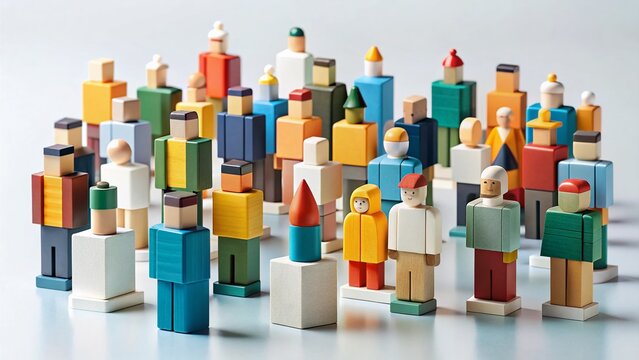 Minimalist Collection of Figure Miniature Models on White Background