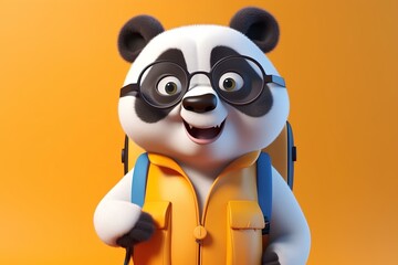 Fototapeta premium panda with a blank sign