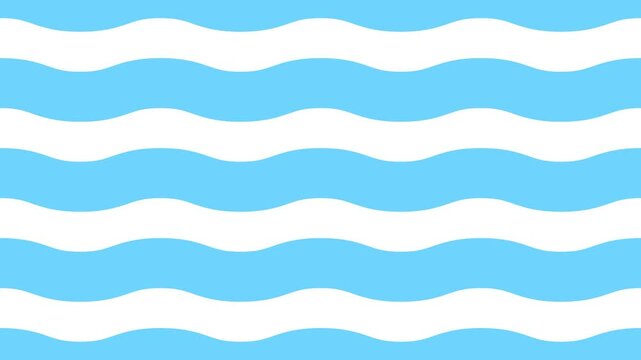 斜めにスクロールする水色と白の波線柄の背景 ループする4Kアニメーション