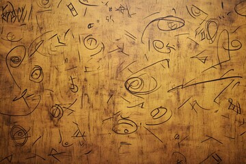 Vintage Textured Abstract Grunge Background with Organic Shapes and Scribbled Brushstrokes