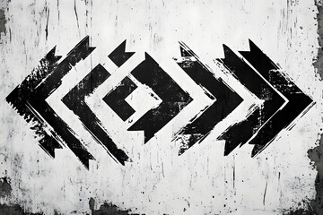 Obraz premium Abstract Monochrome Geometric Arrows Patterns on Grunge Textured Background
