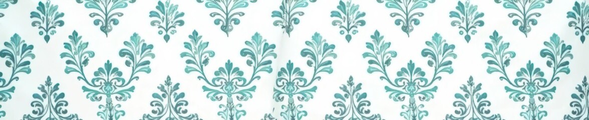 Subtle damask pattern in muted teal & silver on white , wallpaper, antique, muted