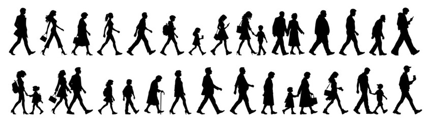 Vector illustration. Large set of silhouettes on a white background.