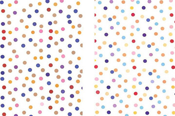 Two seamless pastel polka dot patterns on white background.