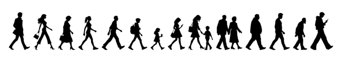 Vector illustration. Large set of silhouettes on a white background.