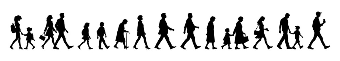 Vector illustration. Large set of silhouettes on a white background.